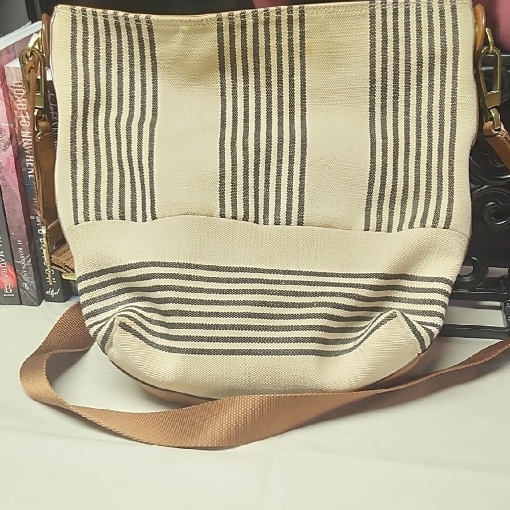 Striped Tan and Black Women's Bag